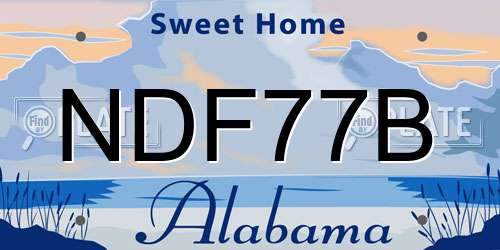 NDF77B Alabama License Plate