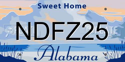 NDFZ25 Alabama License Plate