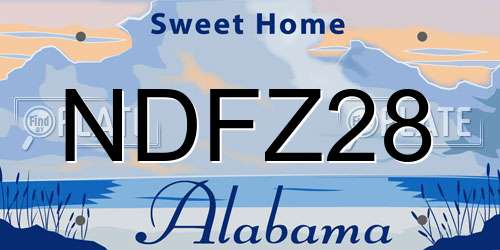 NDFZ28 Alabama License Plate
