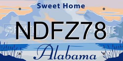 NDFZ78 Alabama License Plate
