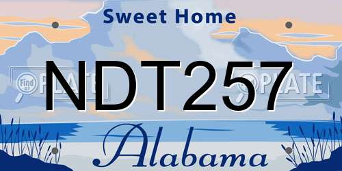 NDT257 Alabama License Plate