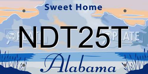 NDT25T Alabama License Plate