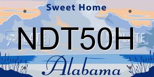 NDT50H Alabama License Plate