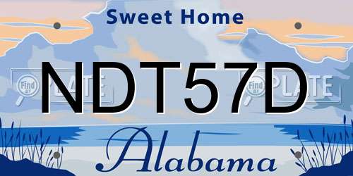 NDT57D Alabama License Plate