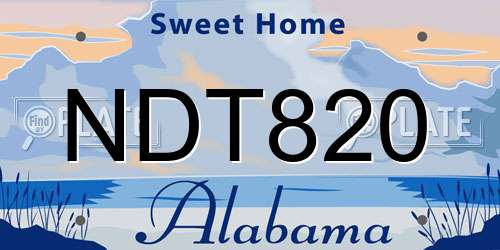 NDT820 Alabama License Plate