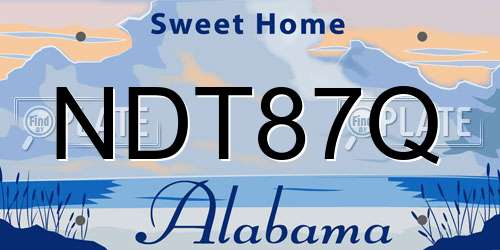 NDT87Q Alabama License Plate