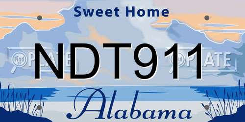 NDT911 Alabama License Plate