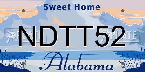 NDTT52 Alabama License Plate