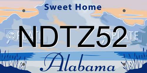 NDTZ52 Alabama License Plate