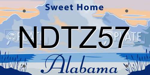 NDTZ57 Alabama License Plate