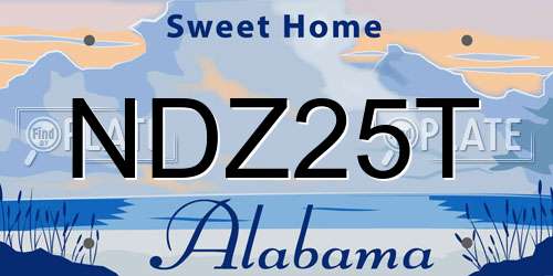 NDZ25T Alabama License Plate