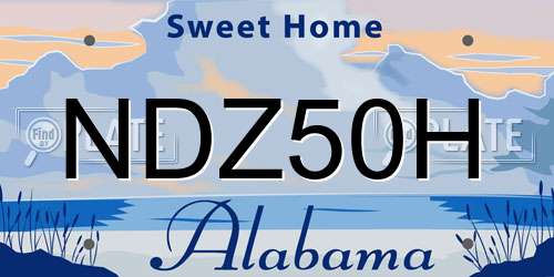NDZ50H Alabama License Plate