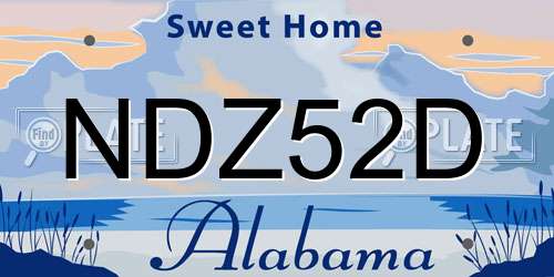 NDZ52D Alabama License Plate