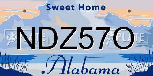 NDZ57O Alabama License Plate