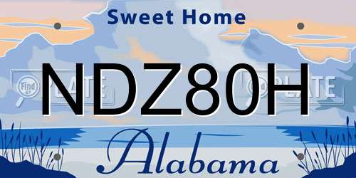 NDZ80H Alabama License Plate