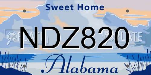 NDZ820 Alabama License Plate