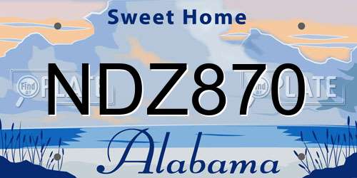 NDZ870 Alabama License Plate