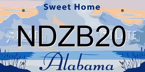 NDZB20 Alabama License Plate