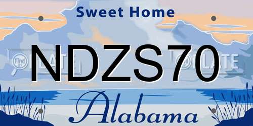 NDZS70 Alabama License Plate