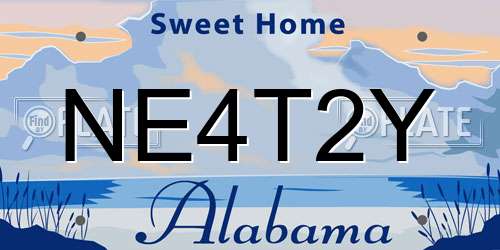 NE4T2Y Alabama License Plate