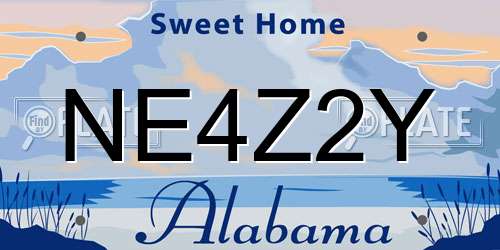 NE4Z2Y Alabama License Plate