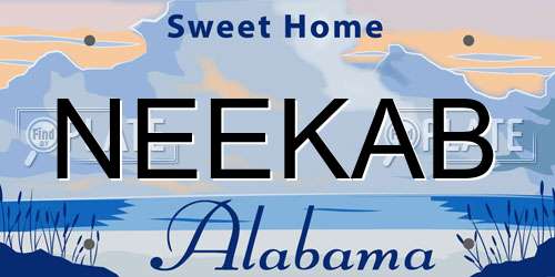 NEEKAB Alabama License Plate