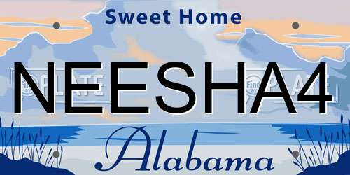 NEESHA4 Alabama License Plate