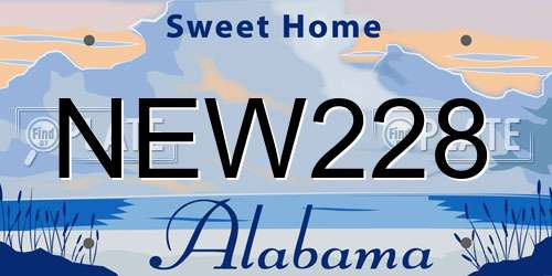 NEW228 Alabama License Plate