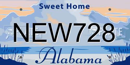 NEW728 Alabama License Plate