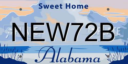 NEW72B Alabama License Plate