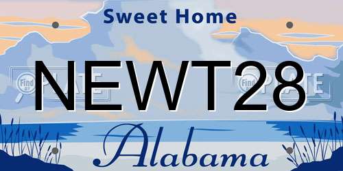 NEWT28 Alabama License Plate