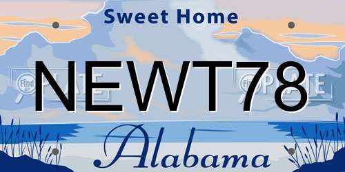 NEWT78 Alabama License Plate