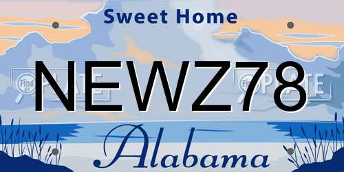 NEWZ78 Alabama License Plate