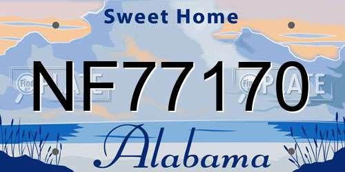NF77170 Alabama License Plate