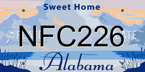 NFC226 Alabama License Plate