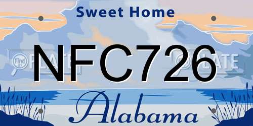 NFC726 Alabama License Plate