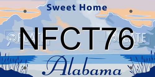 NFCT76 Alabama License Plate