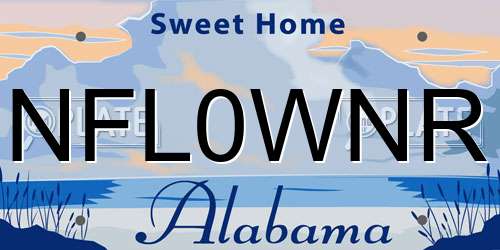 NFL0WNR Alabama License Plate