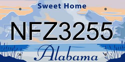 NFZ3255 Alabama License Plate