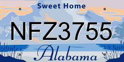 NFZ3755 Alabama License Plate
