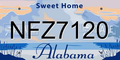 NFZ7120 Alabama License Plate