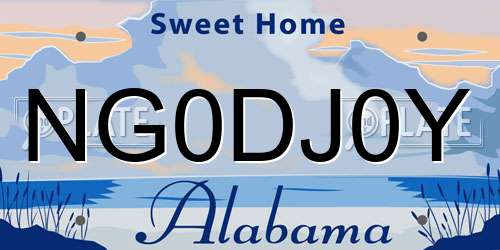 NG0DJ0Y Alabama License Plate