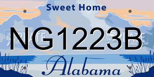 NG1223B Alabama License Plate