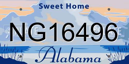 NG16496 Alabama License Plate