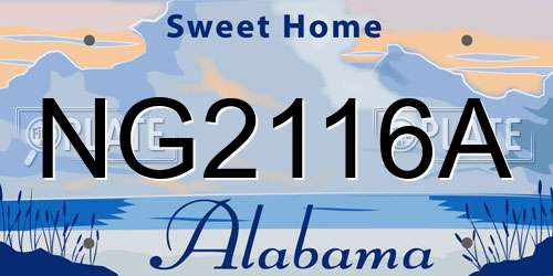 NG2116A Alabama License Plate