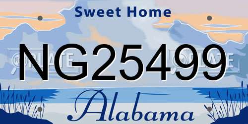 NG25499 Alabama License Plate
