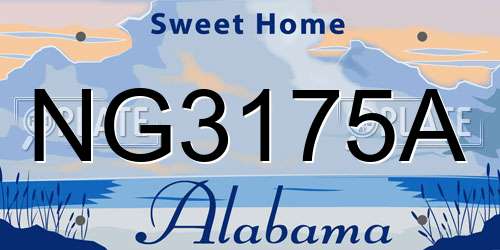 NG3175A Alabama License Plate