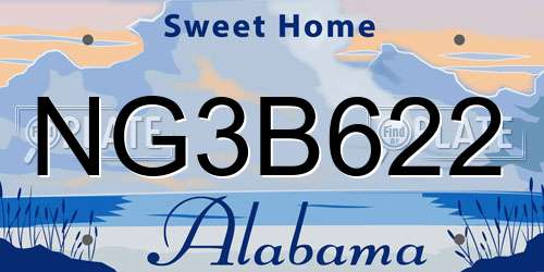 NG3B622 Alabama License Plate