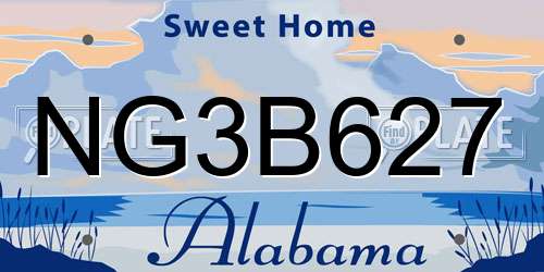 NG3B627 Alabama License Plate