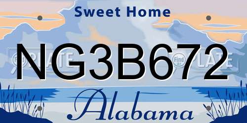 NG3B672 Alabama License Plate
